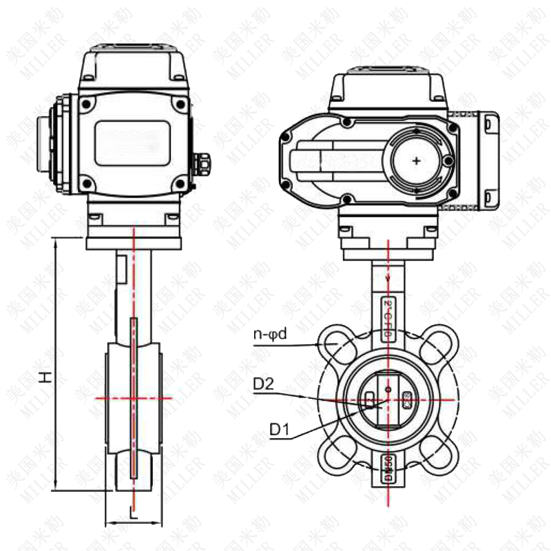 進口電動調節(jié)蝶閥連接尺寸圖